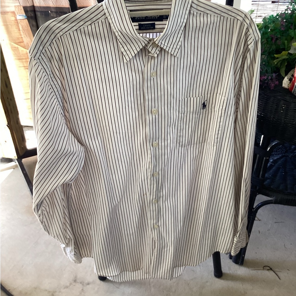 Polo by Ralph Lauren Men's White Striped Shirt